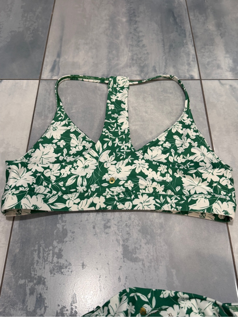 Spiritual Gangster Green and White Floral High-Waist Legging & Sports Bra Set - Picture 4 of 5